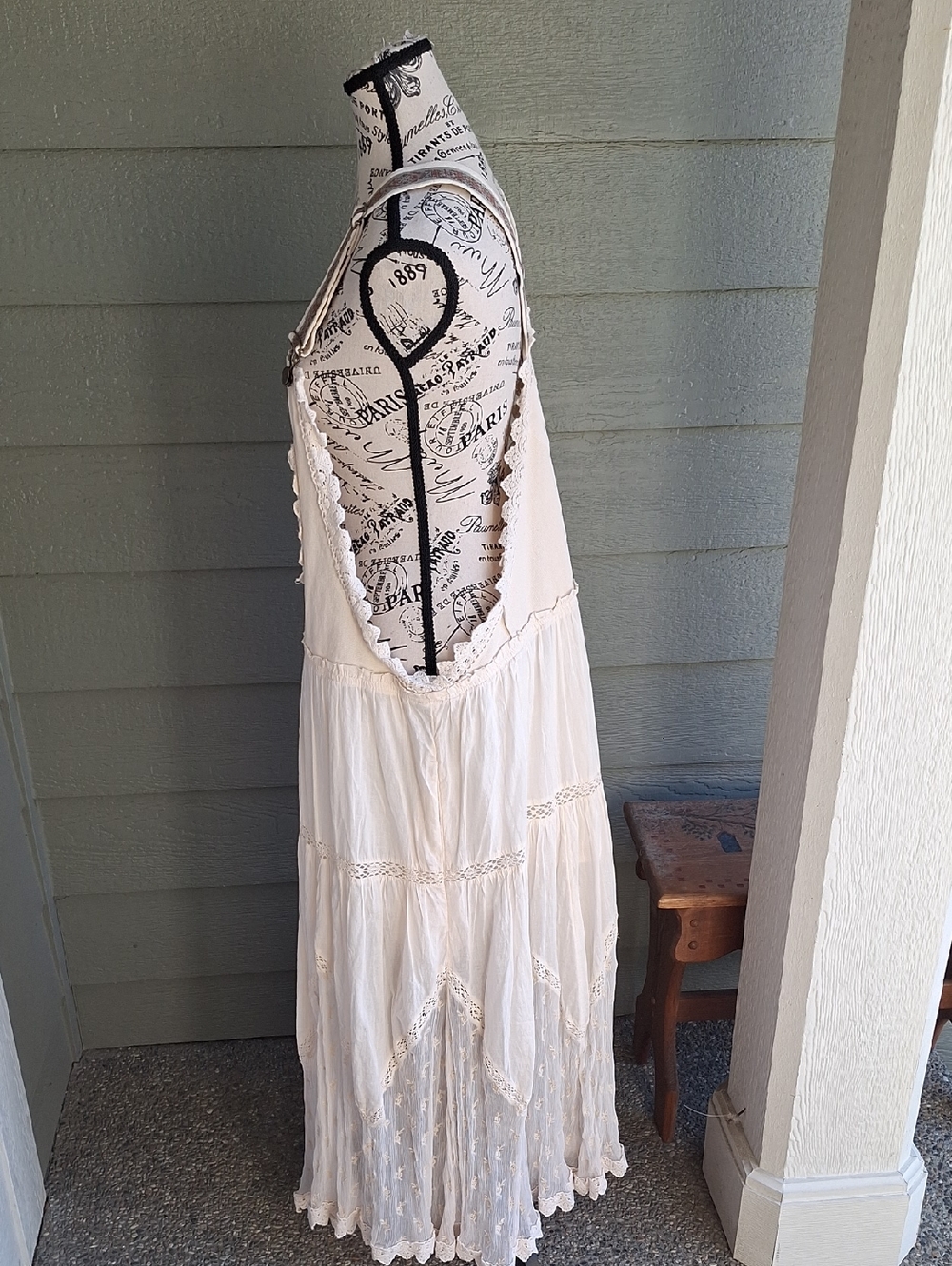 Free People Trails End Lace Crochet Vintage Overall Maxi Dress Skirtall XL - Picture 10 of 15